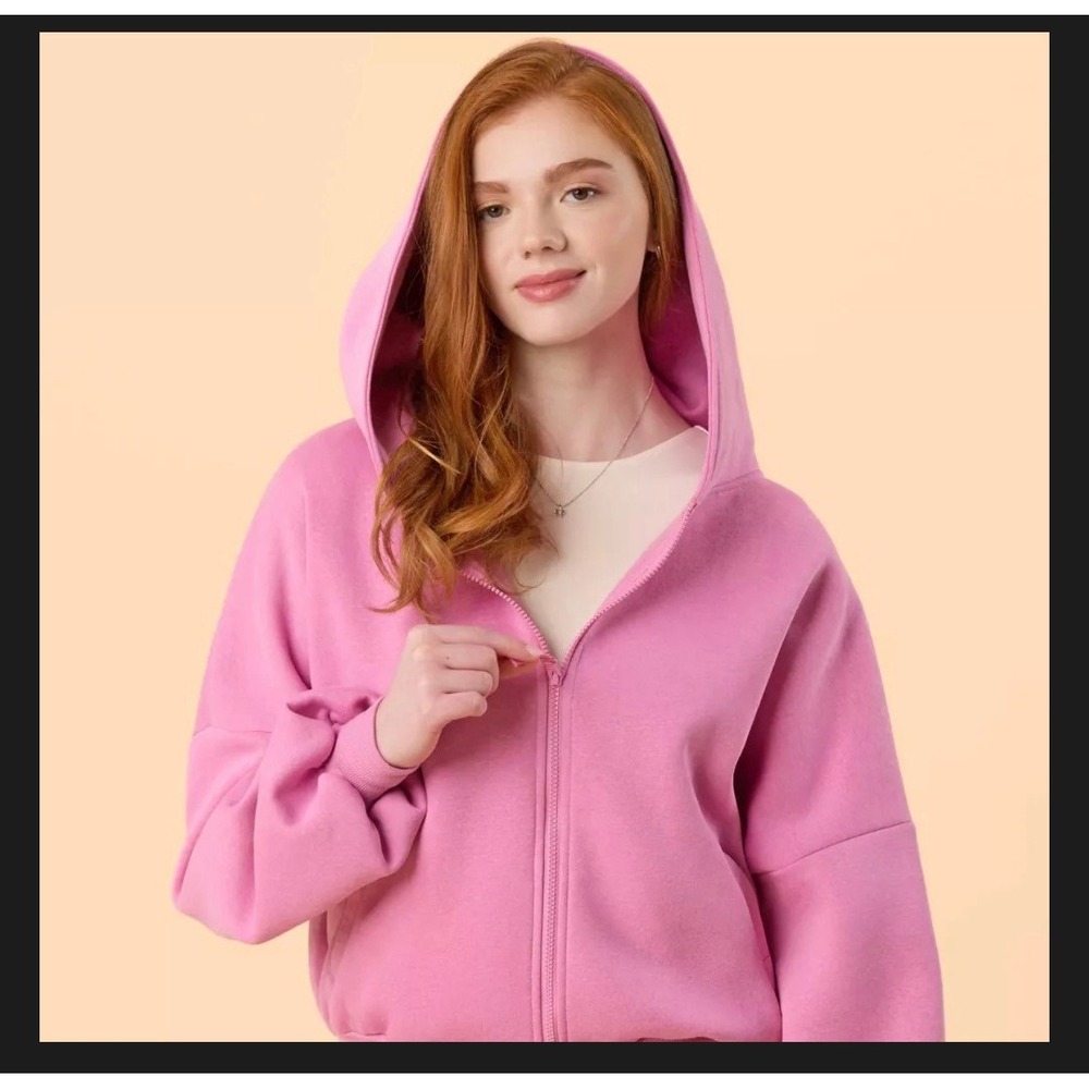 Blogilates Marshmallow Hoodie Women 3X Light Pink Full Zip Sweatshirt NWT